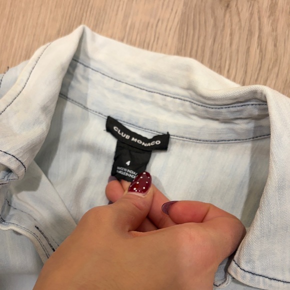 Club Monaco Light Blue Denim Shirt Dress - Picture 2 of 3